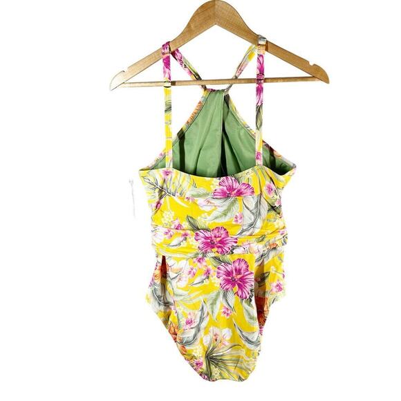Bleu Rod Beattie Paradiso High Neck One-Piece Canary Gold Size 12 - Picture 2 of 8